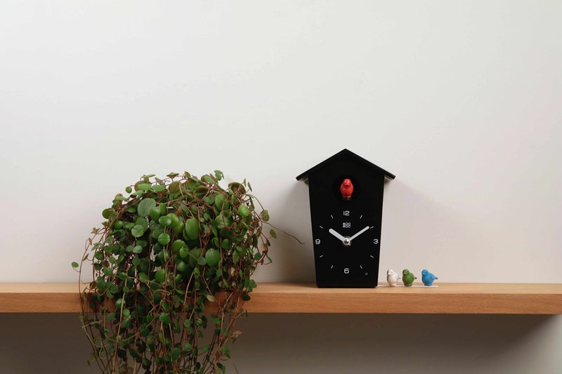 KOOKOO Birdhouse Mini Black, Tiny Modern Cuckoo Clock with 12 Natural Bird Songs or Cuckoo Call - Image 5